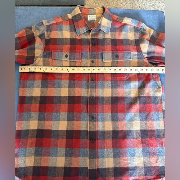 L.L Bean Mens Chamois Shirt Plaid Traditional Fit 100% Cotton Long Sleeve Button - Picture 7 of 8